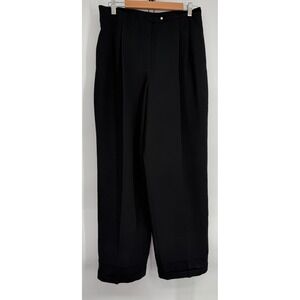 Mark Fore & Strike Black Wide Leg Pleated Cuffed Dress Pants Womens Sz 14
